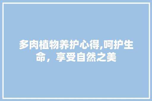 多肉植物养护心得,呵护生命，享受自然之美
