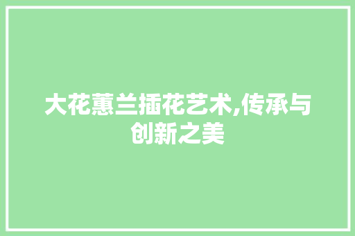 大花蕙兰插花艺术,传承与创新之美 土壤施肥