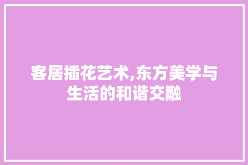 客居插花艺术,东方美学与生活的和谐交融