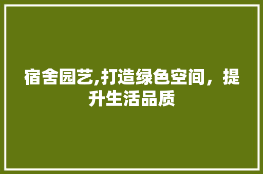 宿舍园艺,打造绿色空间，提升生活品质