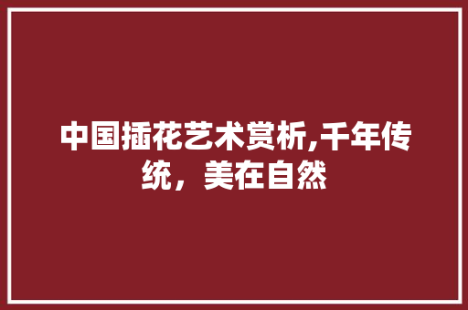 中国插花艺术赏析,千年传统，美在自然