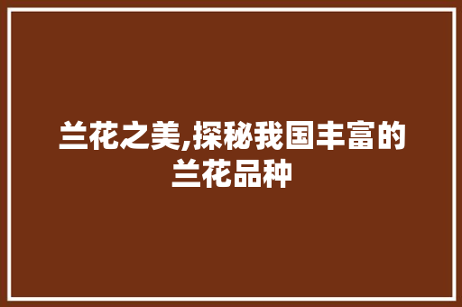 兰花之美,探秘我国丰富的兰花品种 兰花之美,探秘我国丰富的兰花品种