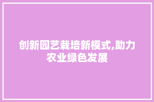 创新园艺栽培新模式,助力农业绿色发展 番茄种植技巧