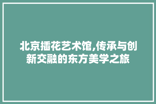 北京插花艺术馆,传承与创新交融的东方美学之旅