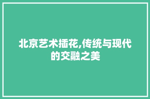 北京艺术插花,传统与现代的交融之美