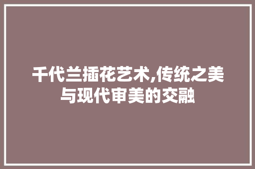 千代兰插花艺术,传统之美与现代审美的交融