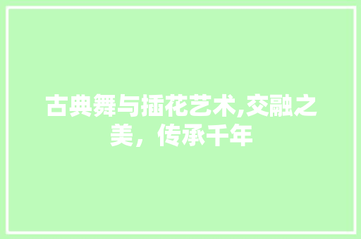 古典舞与插花艺术,交融之美，传承千年