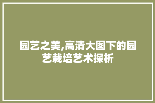 园艺之美,高清大图下的园艺栽培艺术探析