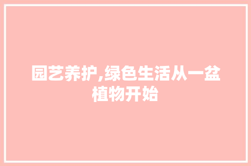 园艺养护,绿色生活从一盆植物开始