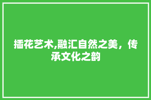 插花艺术,融汇自然之美，传承文化之韵