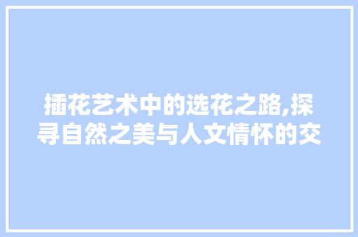 插花艺术中的选花之路,探寻自然之美与人文情怀的交融