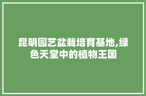 昆明园艺盆栽培育基地,绿色天堂中的植物王国