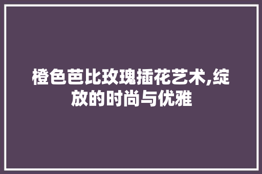 橙色芭比玫瑰插花艺术,绽放的时尚与优雅 种植技巧