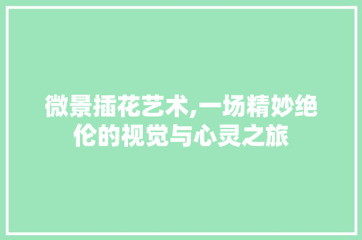 微景插花艺术,一场精妙绝伦的视觉与心灵之旅