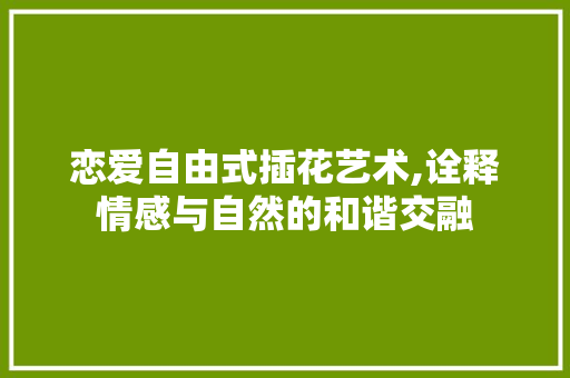 恋爱自由式插花艺术,诠释情感与自然的和谐交融