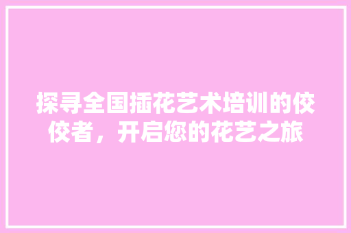 探寻全国插花艺术培训的佼佼者，开启您的花艺之旅