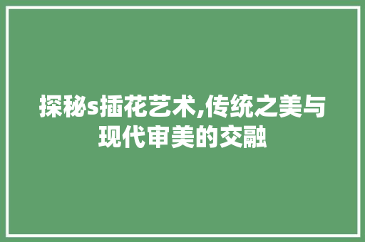 探秘s插花艺术,传统之美与现代审美的交融