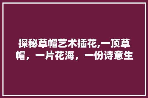 探秘草帽艺术插花,一顶草帽，一片花海，一份诗意生活