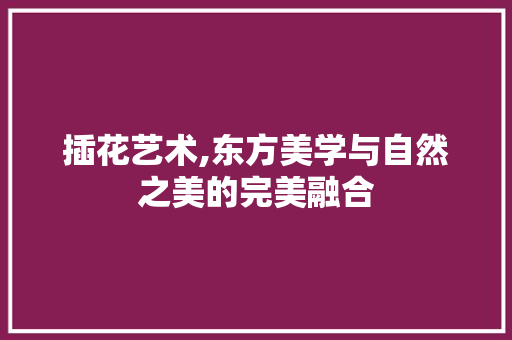 插花艺术,东方美学与自然之美的完美融合