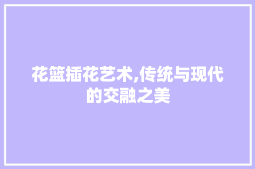 花篮插花艺术,传统与现代的交融之美