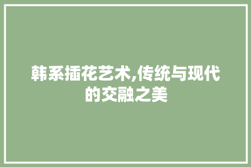 韩系插花艺术,传统与现代的交融之美
