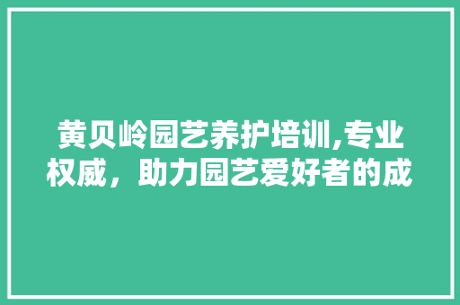 黄贝岭园艺养护培训,专业权威，助力园艺爱好者的成长之路
