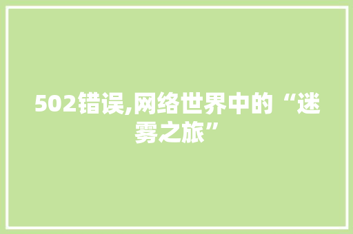 502错误,网络世界中的“迷雾之旅”