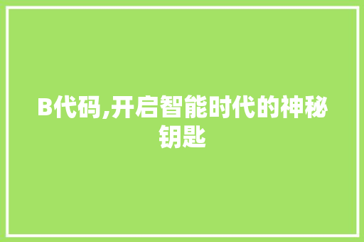 B代码,开启智能时代的神秘钥匙 B代码,开启智能时代的神秘钥匙
