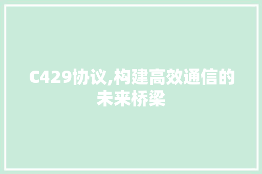 C429协议,构建高效通信的未来桥梁