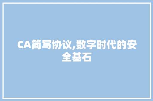 CA简写协议,数字时代的安全基石
