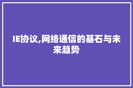 IE协议,网络通信的基石与未来趋势