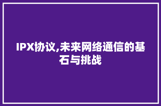 IPX协议,未来网络通信的基石与挑战 IPX协议,未来网络通信的基石与挑战
