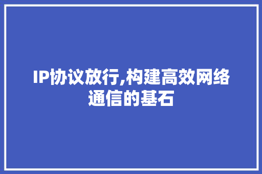 IP协议放行,构建高效网络通信的基石