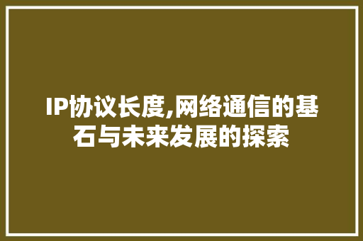 IP协议长度,网络通信的基石与未来发展的探索