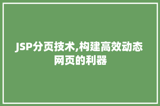 JSP分页技术,构建高效动态网页的利器