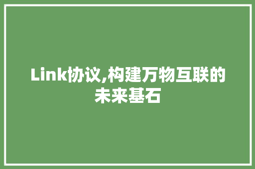 Link协议,构建万物互联的未来基石