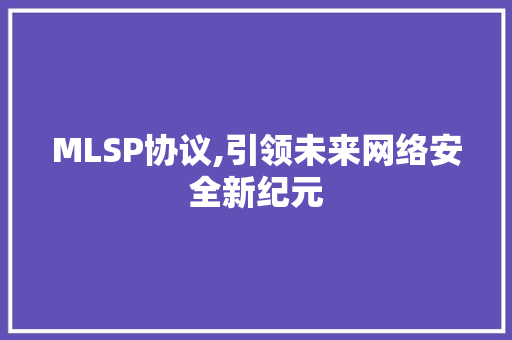 MLSP协议,引领未来网络安全新纪元