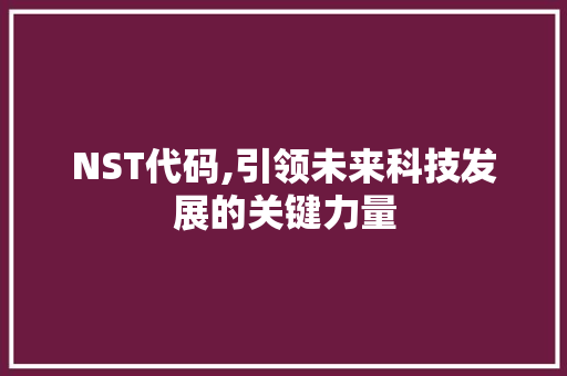 NST代码,引领未来科技发展的关键力量