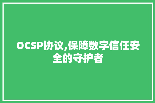 OCSP协议,保障数字信任安全的守护者