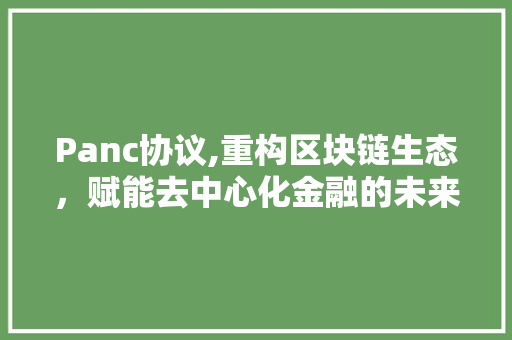 Panc协议,重构区块链生态，赋能去中心化金融的未来