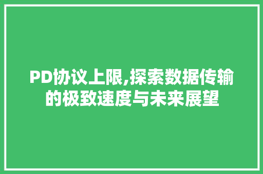 PD协议上限,探索数据传输的极致速度与未来展望