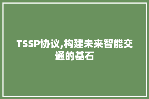 TSSP协议,构建未来智能交通的基石