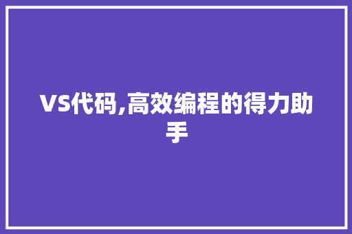 VS代码,高效编程的得力助手