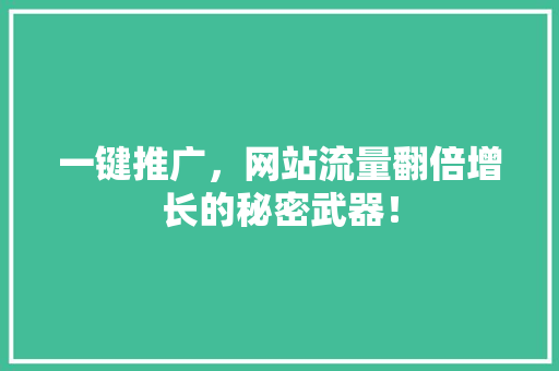 一键推广，网站流量翻倍增长的秘密武器！