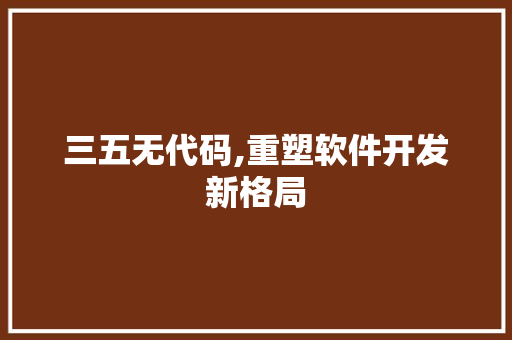 三五无代码,重塑软件开发新格局