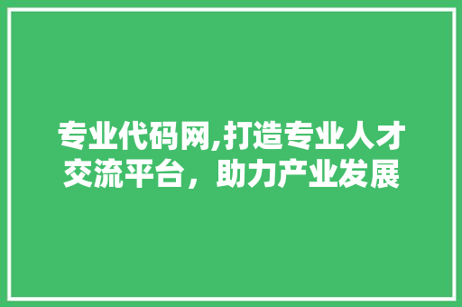 专业代码网,打造专业人才交流平台，助力产业发展