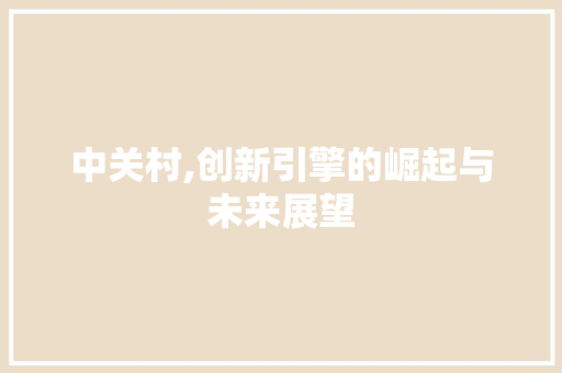 中关村,创新引擎的崛起与未来展望