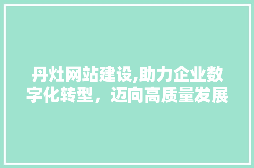丹灶网站建设,助力企业数字化转型，迈向高质量发展