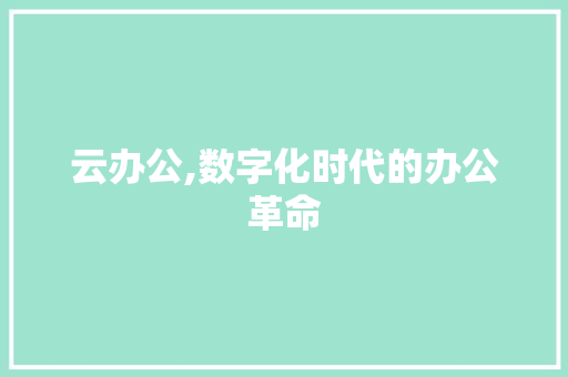 云办公,数字化时代的办公革命