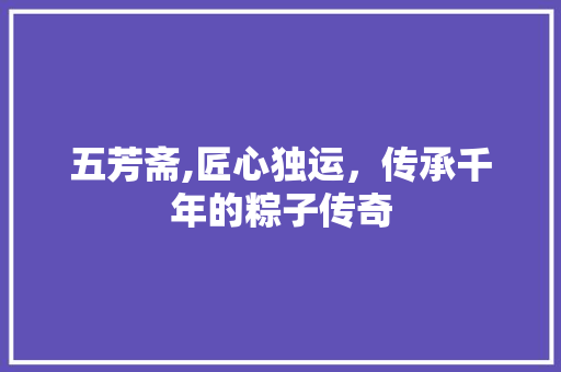 五芳斋,匠心独运，传承千年的粽子传奇
